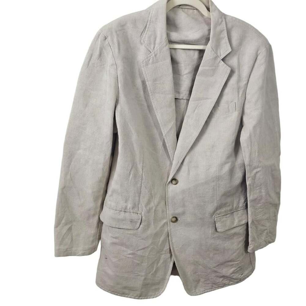 L.L.Bean Men's 42 Tall Linen Cotton Blazer Beige Coastal Preppy Sport Coat